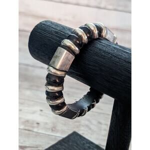 Vintage Bracelet Chunky Black & Silver Tone - Marks and Signs of Wear